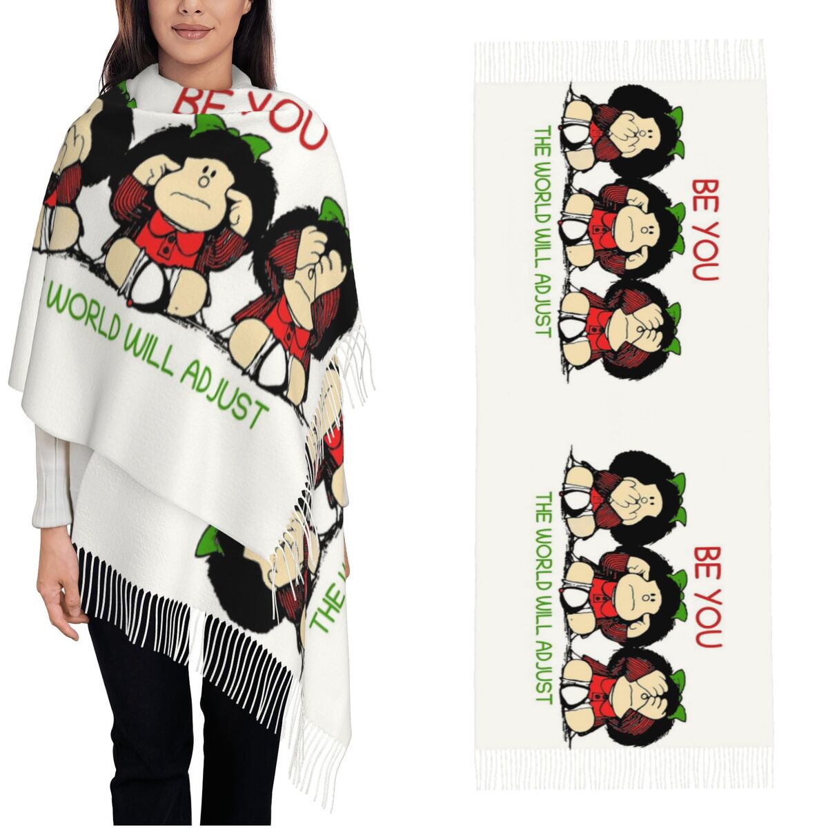 Cashmere Scarf Wrap - Selendang Wanita dengan Rumbai Triple Mafaldas