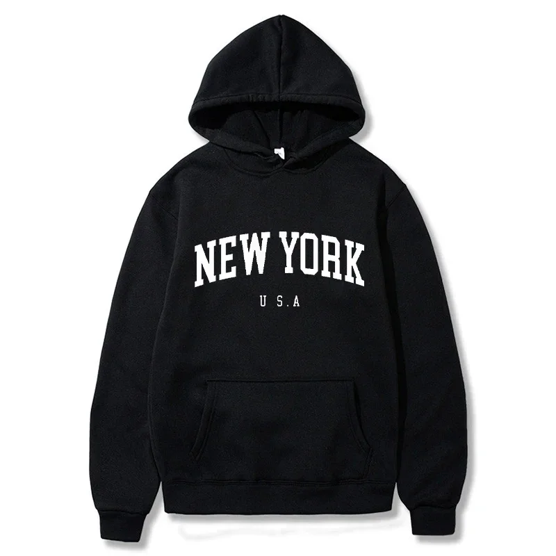 Winter Clothing In New York City - Sweatshirt Pria Musim Gugur-Dingin 2026, Motif
