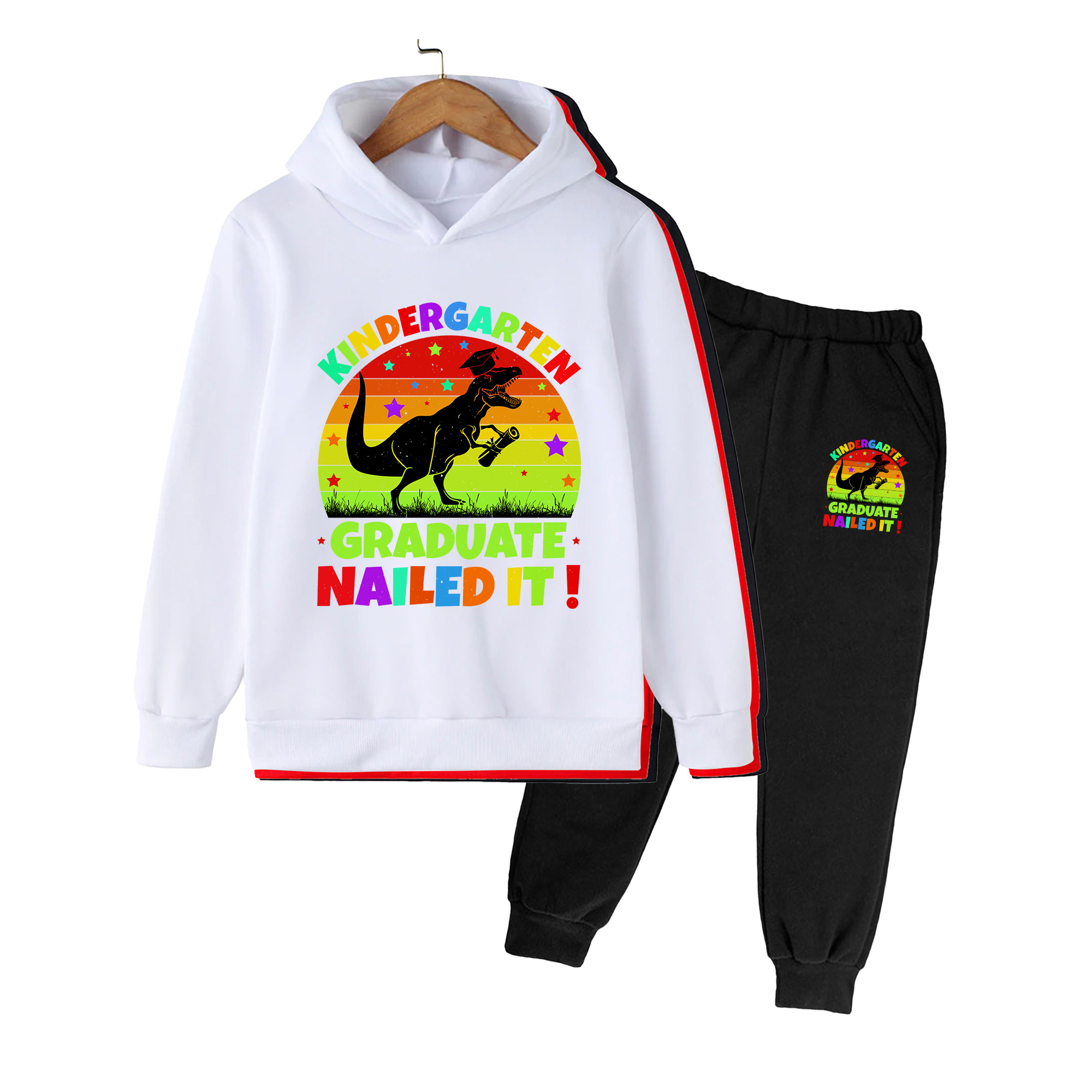 Winter Clothing Kindergarten - Setelan Hoodie & Celana Motif Dinosaurus