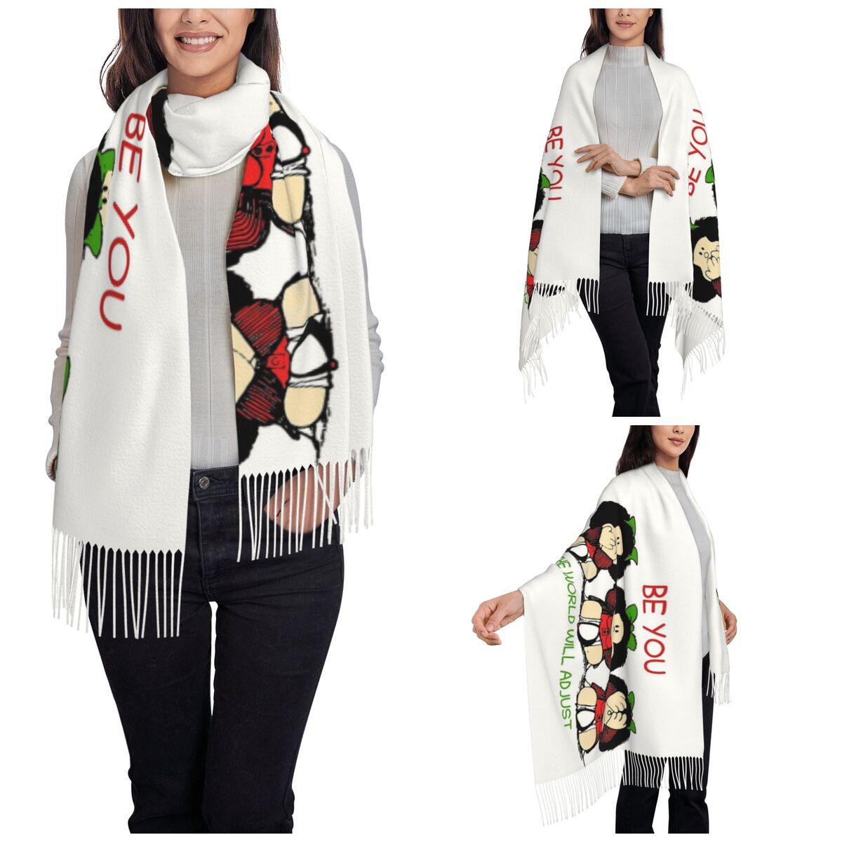Selendang Wanita dengan Rumbai - Cashmere Scarf Wrap ulasan dan harga