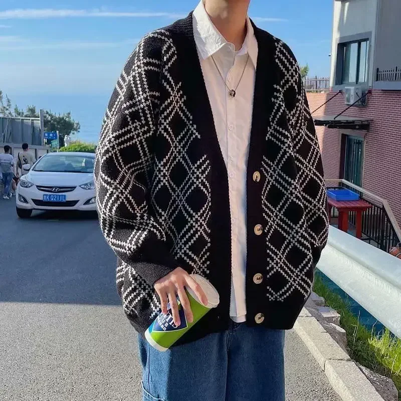 Jaket rajut kotak-kotak pria,  - Winter Clothing Meme ulasan dan harga