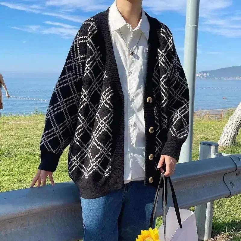 Jaket rajut kotak-kotak pria,  - Winter Clothing Meme ulasan dan harga