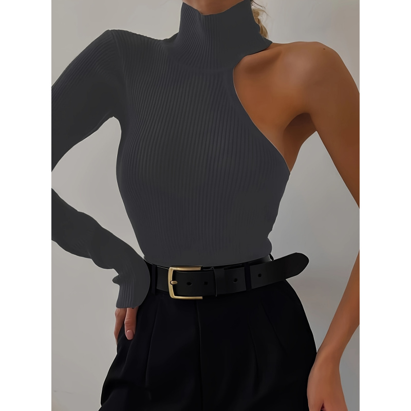 Bodysuit Rajut Rib Asimetris S - Winter Clothing For Woman ulasan dan harga