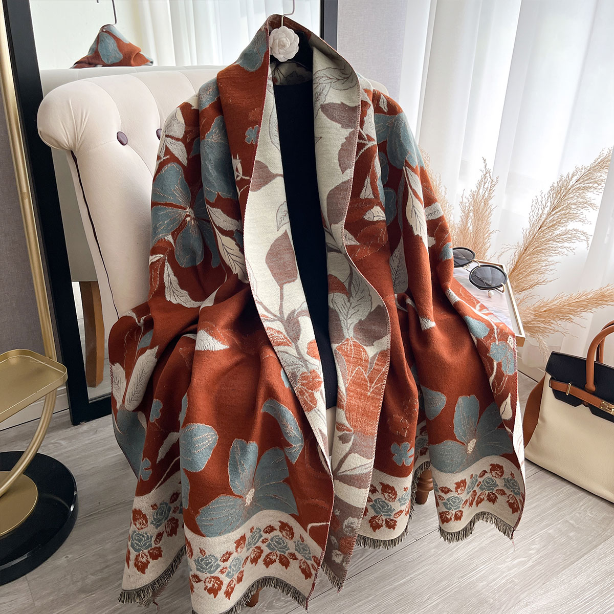 Syal Jacquard Kasmir Dua Sisi  - Cashmere Scarf Wrap ulasan dan harga