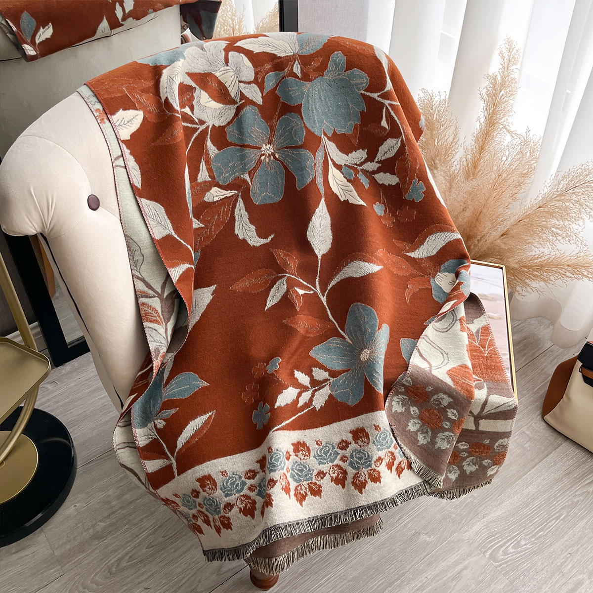 Syal Jacquard Kasmir Dua Sisi  - Cashmere Scarf Wrap ulasan dan harga