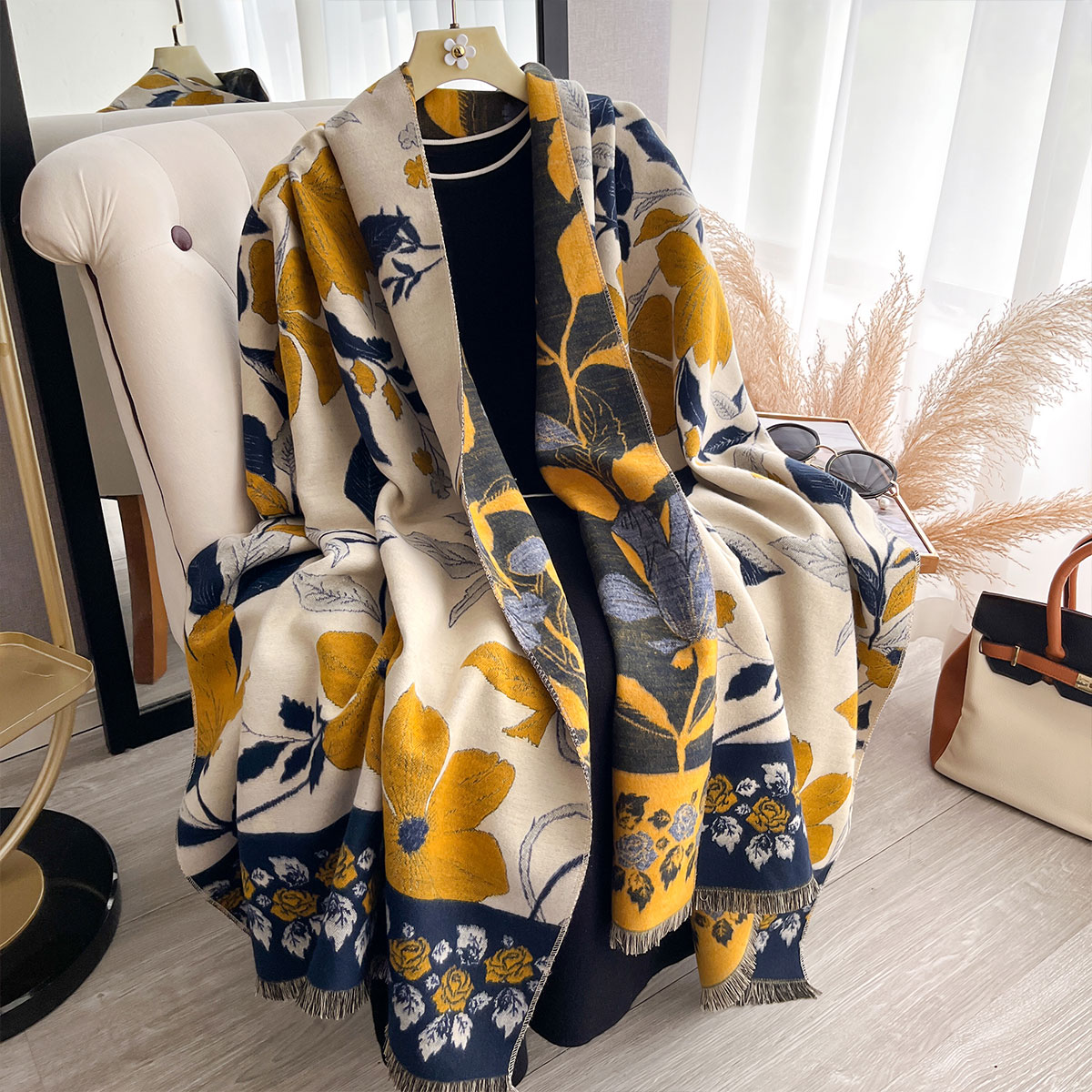 Syal Jacquard Kasmir Dua Sisi  - Cashmere Scarf Wrap ulasan dan harga